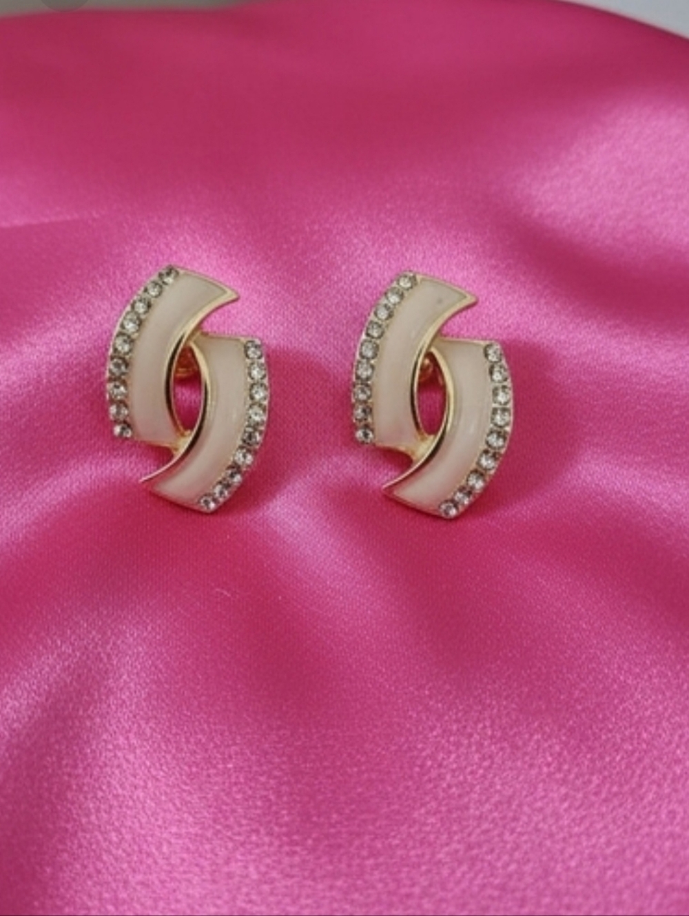 Crystal‎ Crescent Stud Earrings - Women Jewelry